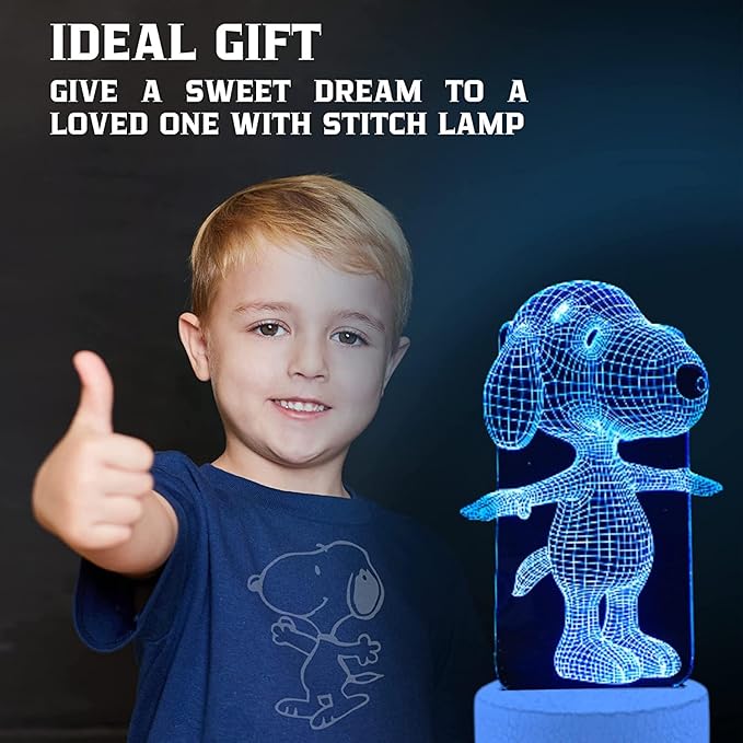 Dog Animal 3D Lamp Night Light Touch Table Desk Lamps 7 Color Changing Lights with Acrylic Flat & ABS Base & USB Charger & Remote Controller