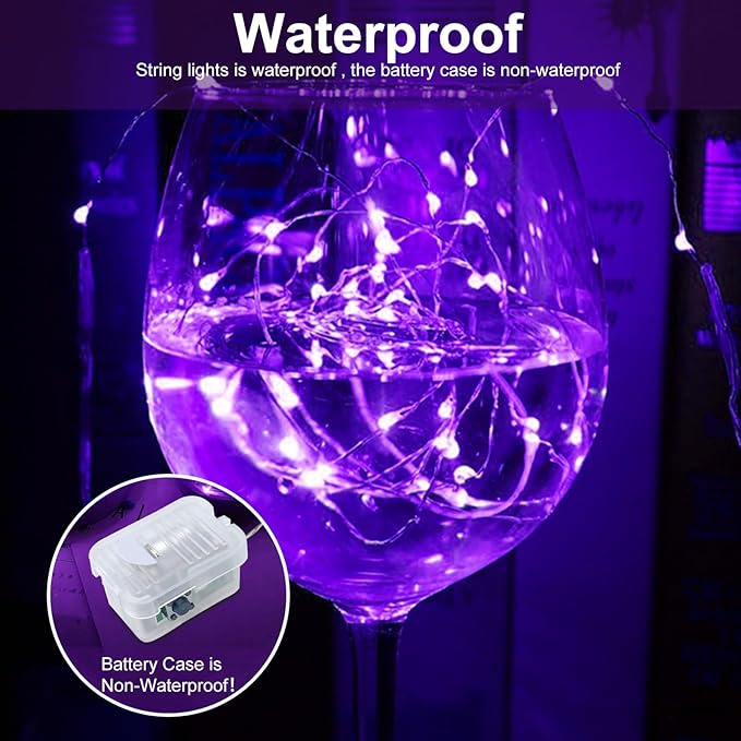 AIKEI 48 Pack LED Fairy Lights Battery Operated, Mini String Lights Waterproof 7 Feet 20 Led Firefly Starry Lamps for Wedding Party Bedroom Garden Halloween Christmas Decoration Purple