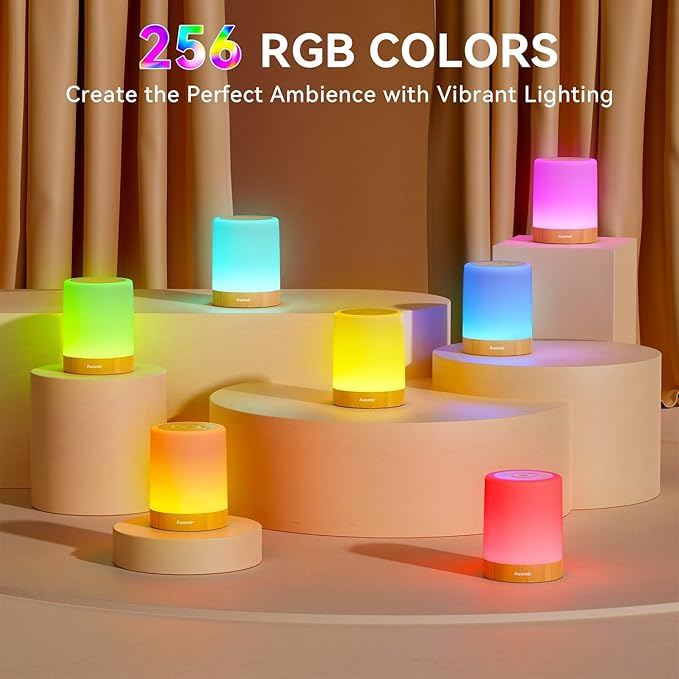 Auxmir Night Light for Kids Baby, Dimmable Touch Lamp for Nursery, 11 RGB Colors 5 Brightness, Portable Rechargeable Bedside Table Lamp for Nightstand, Kids Night Light for Bedroom Living Room