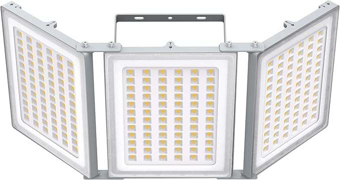 900W LED Outdoor Flood Light, 90000LM Super Bright Stadium Light, 6000K Daylight White, IP66 Waterproof 3 Heads Adjustable Outdoor Floodlights for Backyard, Parking Lot, Court, Field