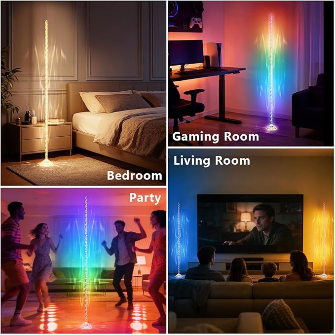 DAYBETTER Crystal Floor Lamp RGB+IC Corner Lamp with Magic Color, APP & Remote Control, 220 Lumens for Mood, NOT for Lighting, for Corner Decoration (Installation Requires Skill and Patience)