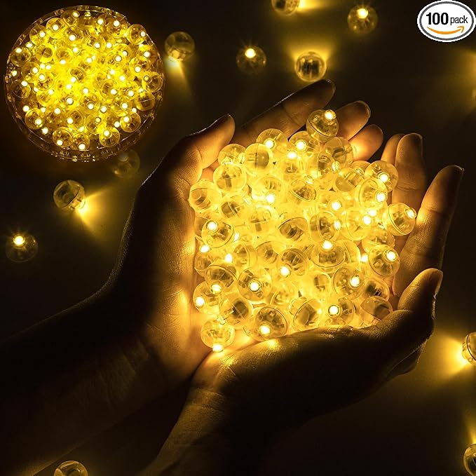 100pcs Mini Led Lights - Round, Long Standby Time, Multicolor Ball Light Paper Lanterns for Birthday Party, Christmas, Halloween Decoration Warm White