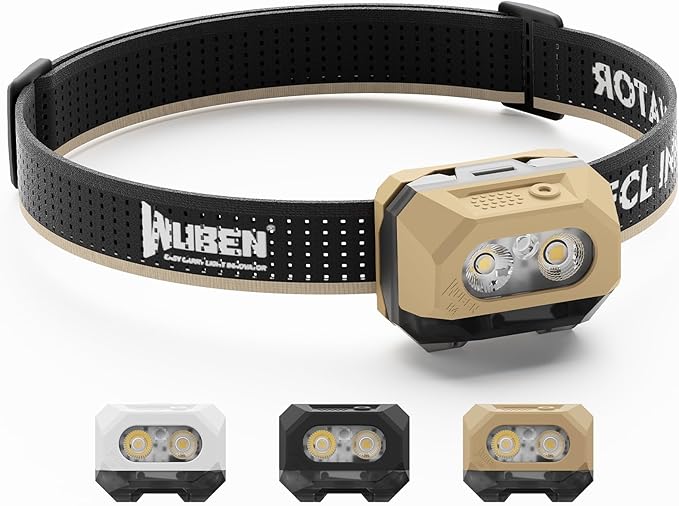WUBEN H4 LED Headlamp Rechargeable, 800 Lumens Super Bright Head lamp, IP68 Waterproof headlamp with Motion Sensor, Headlight Flashlight 10 Modes with Red Light, for Camping Fishing& Hiking Gear