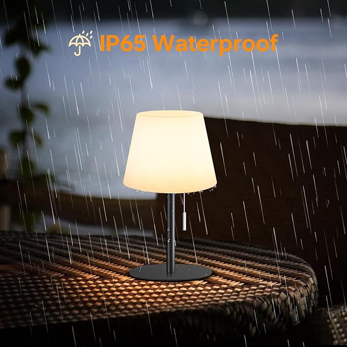 Shower Lamp Battery Operated Outdoor Table Lamps Cordless Waterproof LED Dimmable Warm White and RGB Table Lamps Rechargeable Lamp Outdoor Lamps for Patio/Bathroom（Black）