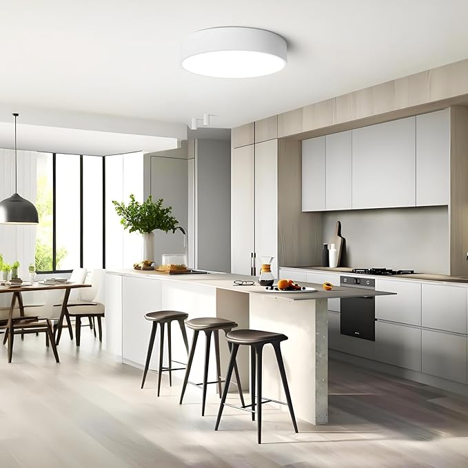 Dimmable LED Flush Mount Close to Ceiling Light Fixture,Living Room Lighting Fixtures,Modern Large Interior Round White Ceiling Lamps for Kitchen Master Bedroom,5CCT 2700K-6000K,15.74 Inch