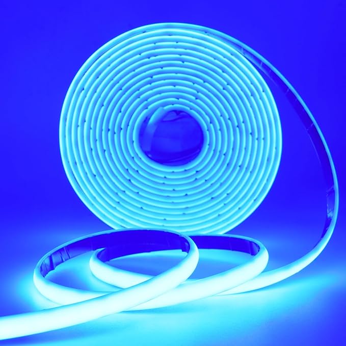 24V COB Neon Strip, 320LEDs/m Ultra-Bright Flexible COB Neon LED Strip, Outdoor Waterproof IP68 Self-Adhesive Tape, Red/White 2-Wire LED Fairy Lights for Patio, Christmas（Blue,10M）