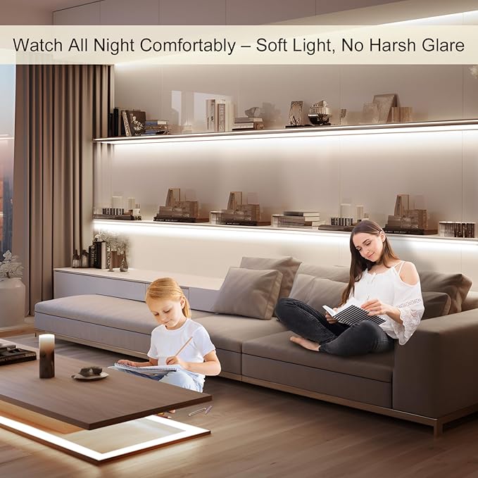 Battery Powered LED Strip Lights, 3.3FT COB LED Strip Light, Battery Operated LED Lights, White LED Strip Lights Battery Powered for Closet, Cabinet, Shelf, Kitchen, DIY Lighting