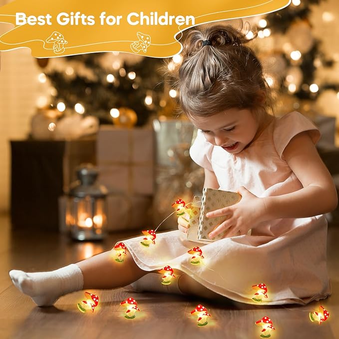 Coquimbo Mushroom Lights Room Cottagecore Decor: Gifts for Teen Girls Boys Kids, 10FT 30LED Fairy Lights Battery Operated Cute Mushroom Lamp Decorations for Birthday Christmas Party Wedding Home