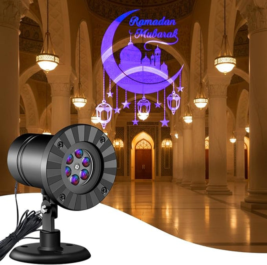 Ramadan Mubarak Outdoor Projector Lights Decoration Projection Lamp for Eid Al Fitr Kareem Decoration for Muslim Ramadan Outdoor Waterproof for Garden Home Yard
