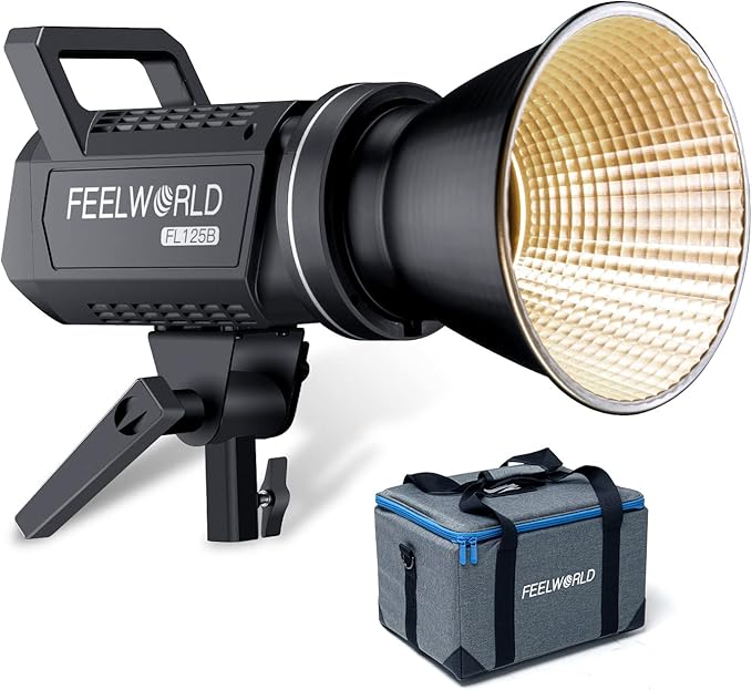 FEELWORLD FL125B 125W Video Studio Light with 2700K~6500K Bi-Color Continuous Lighting CRI96+ TLCI97+ 37600lux@1m for Film, Live Streaming, Videography, Photography, Wedding, Interview