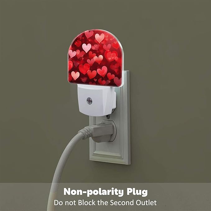 Red Love Hearts Night Light Plug into Wall,Romantic Sweet Red Heart Dusk to Dawn Night Light,0.5w Energy Saving Sleep Friendly Nightlights for Kids, Ideal Gifts for Birthday Mother's Day