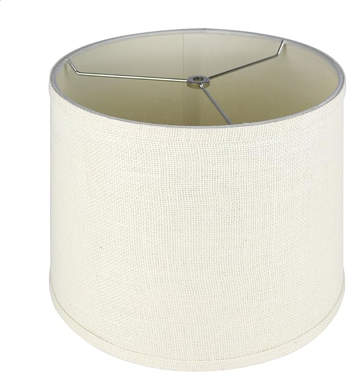 Urbanest French Drum Lampshade, Burlap, 12-inch by 14-inch by 10-inch, Off White, Spider Washer Fitter