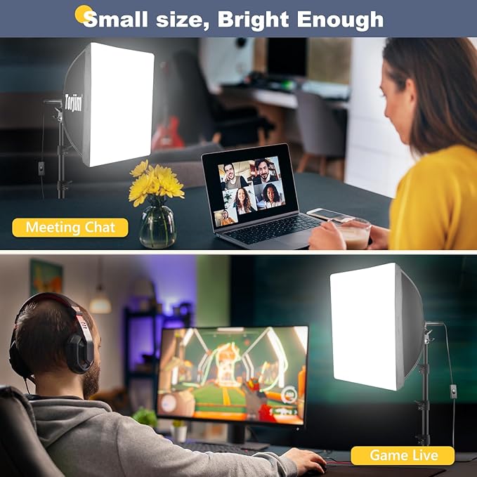 Torjim Softbox Photography Lighting Kit, 16'' x 16'' Professional Softbox Lighting Kit with pcs 40W E27 Socket 8000K Bulbs, Studio Lights for Photography/Recording/Live Streaming/Portraits Shooting