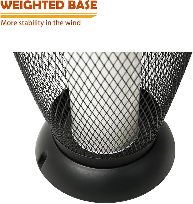 Solar Yard Solar Outdoor Floor Lamp, Metal Wire Shade, LED Modern Outdoor Flickering Lantern, Weather Resistant for Balcony, Porch, Garden, Pathway, Black