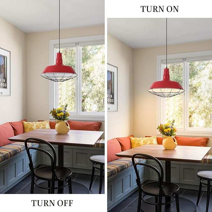 Red Large Pendant Lights Kitchen Island, 18.1 Inch Farmhouse Pendant Light, Industrial Pendant Light with Wire Cage, Kitchen Cage Light 2 Pack, Island Pendant Lights for Kitchen Dining Room