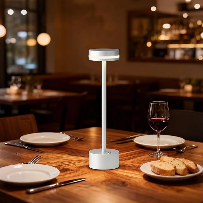 2 Pack Modern Cordless Table Lamp Rechargeable, Aluminum Touch Lamp & 4000mAh Battery Operated, 3000K LED Table Lamps for Home Decor, Dining, Reading, Desk, Bedroom, Gift