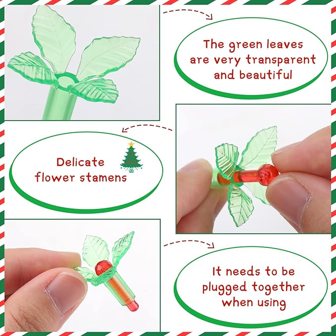 Jutom 100 Pcs Ceramic Christmas Tree Replacement Lights Plastic Vintage Green and Red Holly Ceramic Christmas Tree Lights for Halloween Christmas Ornament