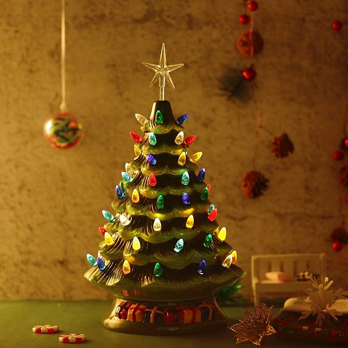 Boao 100 Pieces Ceramic Christmas Tree Bulbs and 5 Stars Replacement Plastic Bulbs for Ceramic Christmas Tree Decorations(4.7 mm Diameter,Assorted Color)