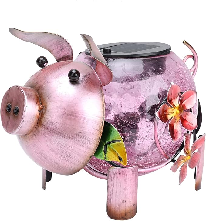 MUMTOP Solar Lantern - Outdoor Waterproof Lights, Pig Yard Decorations, Decorative Tabletop Ornaments for Garden Decor