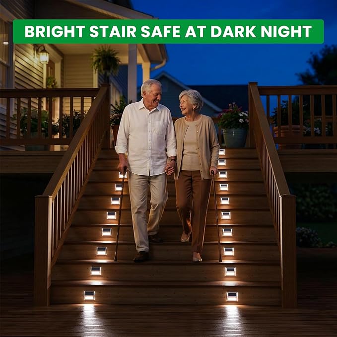 JSOT Solar Lights Outdoor for Deck,Waterproof Solar Garden Lights Decorative Outside Lamp for Walkway,Fence Post,Backyard,Railing,Wall,Pool,Step,Stairs 8 Lights Cool White