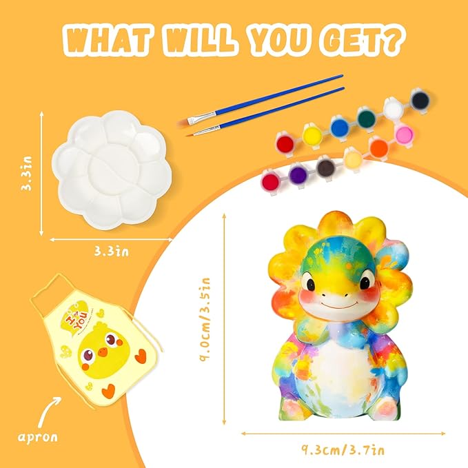 Loungelore Paint Your Own Dinosaur Lamp Kit, DIY 3D Dino Night Light, Art Supplies Arts and Crafts, Unique Birthday Gifts, Creativity Painting Kit