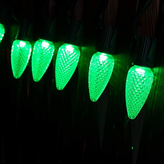 50 Pack C7 Green LED Replacement Light Bulbs for Christmas String Lights - Shatterproof E12 Candelabra Base Bulbs for Indoor Outdoor Decorative Lighting