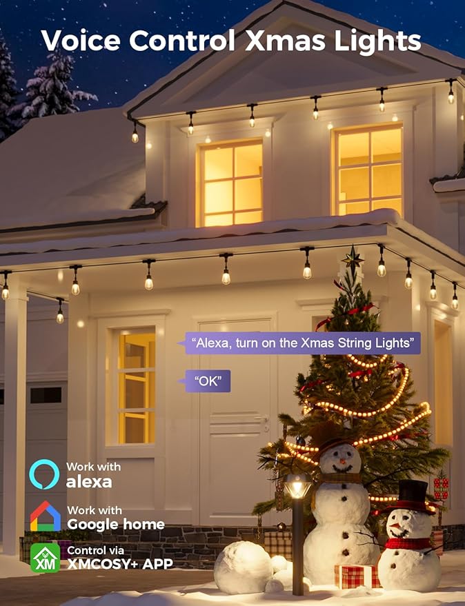 XMCOSY+ Outdoor String Lights, Smart Patio Lights 72.5Ft, APP WiFi Control, Compatible with Alexa, Waterproof Dimmable Edison Outdoor Lights for Patio Outside