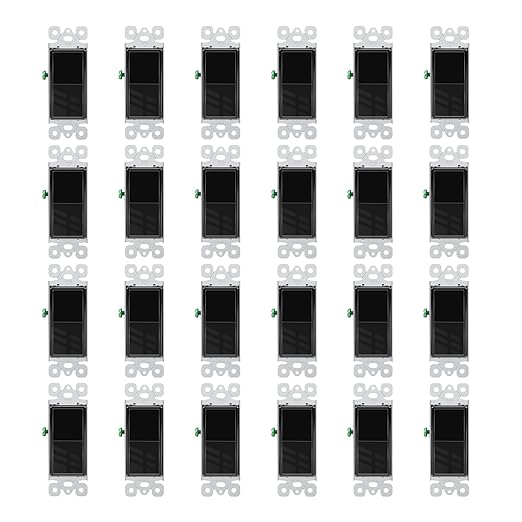 Greencycle Black Single Pole Rocker Light Switch,24PCS Paddle Light Switch 15 Amp,Sp Switches White,120V-277V AC,On/Off Wall Switches, Residential/Commercial Grade,Home & Office,UL/CUL