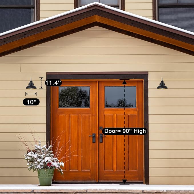 10in. Exterior Barn Style Motion Lights with Wall Mount, Dusk to Dawn Outdoor Motion Sensor Gooseneck Lighting Fixture for Farmhouse, Black Barn Porch Wall Lighting for Garage and House