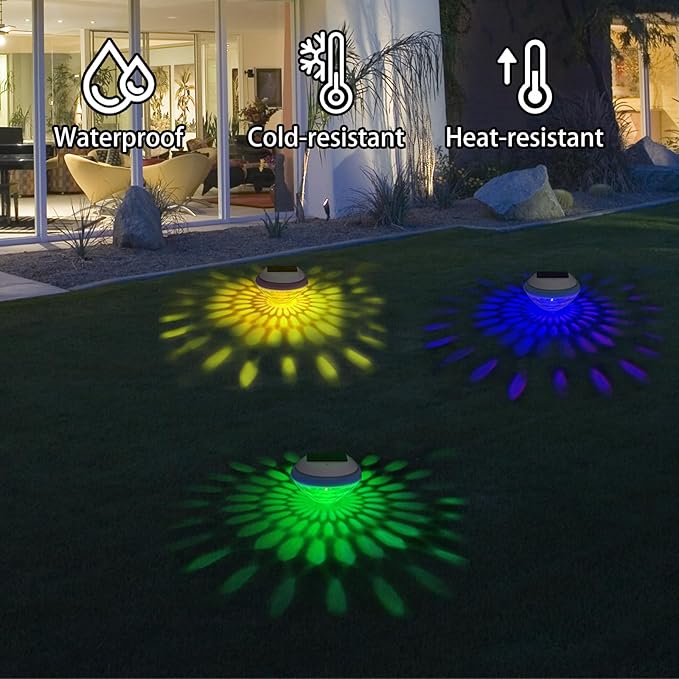 2pcs Solar Floating Pool Lights, Waterproof Multi-Color Changing LED Solar Swimming Pool Lights Decoration for Garden Pond Fountain Wedding Party