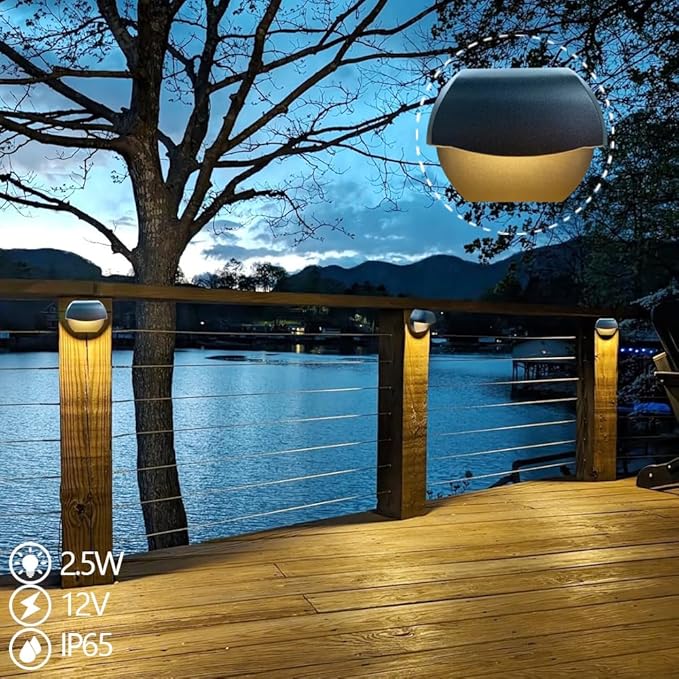 Arrownine Landscape Lighting Cast Aluminum 2.5W Deck Lights Low Voltage Railings Lights Outdoor Patio Step Light,Post Stair Fence Lighting Warm White Water Resistant IP65,Black Finish 3-Pack