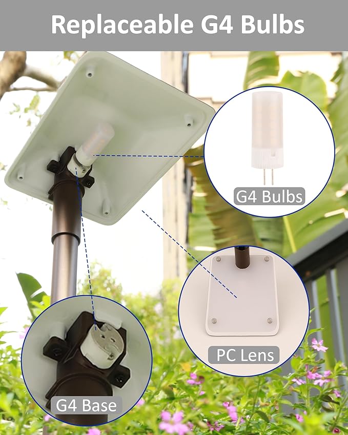 Landscape Path Lights Low Voltage, 12V Wired Outdoor Landscape Pathway Lighting for Outside Yard Walkway Driveway with Replaceable 5W 3000K Warm White LED G4 Bulb, Aluminum, Bronze, 2PK