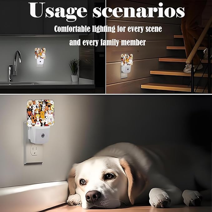 Cute Dog Night Light,Plug Into Wall Decor for Stairway,Hallway,Kitchen,Dusk to Dawn Sensor Nightlights for Boys/Girls/Women/Men Room Gifts