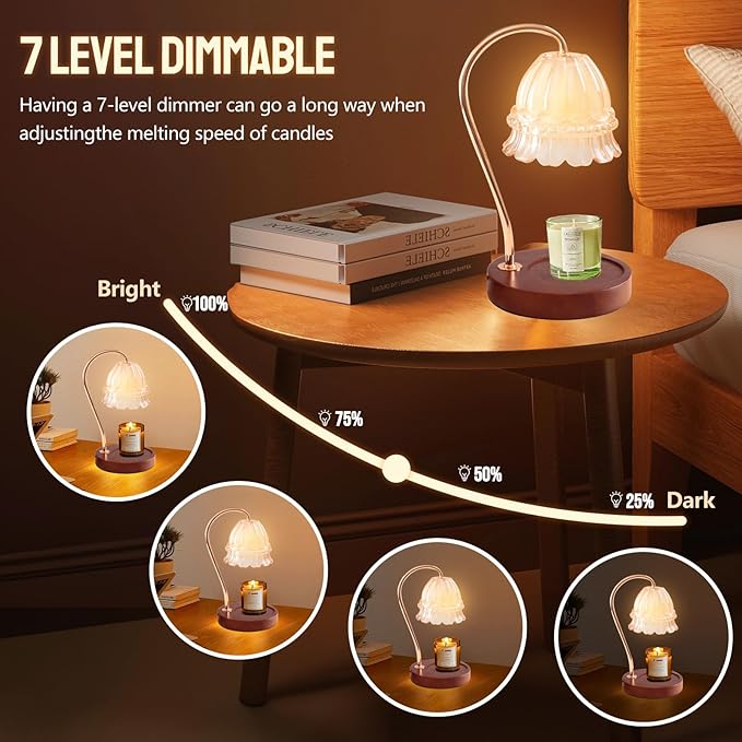 Candle Warmer Lamp with Dimmer - Electric Candle Lamp with Timer for Jar Candles Scented Candles, Plug-in Wax Warmer Lamp for Home & Office with 2 Bulb