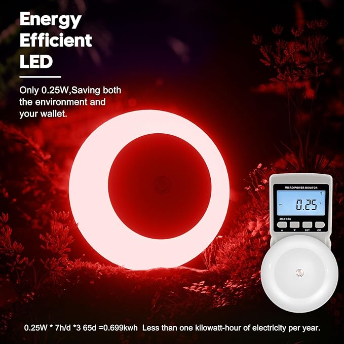 Night Light, Night Lights Plug into Wall, Dusk to Dawn Sensor, Red Led Night Light 0.5W, 2 Pack Nightlight for Adults, Bedroom, Bathroom, Hallway, Kitchen