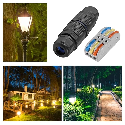6pcs Upgraded Junction Box Outdoor Waterproof IP68, CDF 3P 3Pole Wire Connector, Replaceable Lever Wire Connectors for AWG 28-12, Quick Screwless Installation Black (3PIN)