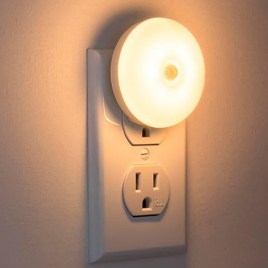 Motion Sensor Night Light, 2 Pack Motion Activated Night Light Plug in, Automatic ON OFF, 3200K Warm Hue, LED Nightlights Plug into Wall, for Bathroom, Kitchen, Bedroom, Kids room, Hallway, Stairway