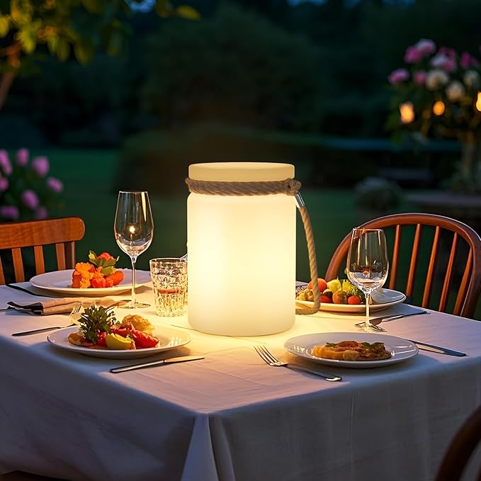 uuffoo LED Lantern Cordless Table Lamp IP44 Shower Safe with Remote, 8-10H Battery Life RGB Warm White Dimmable for Indoor Outdoor Patio Camping Home