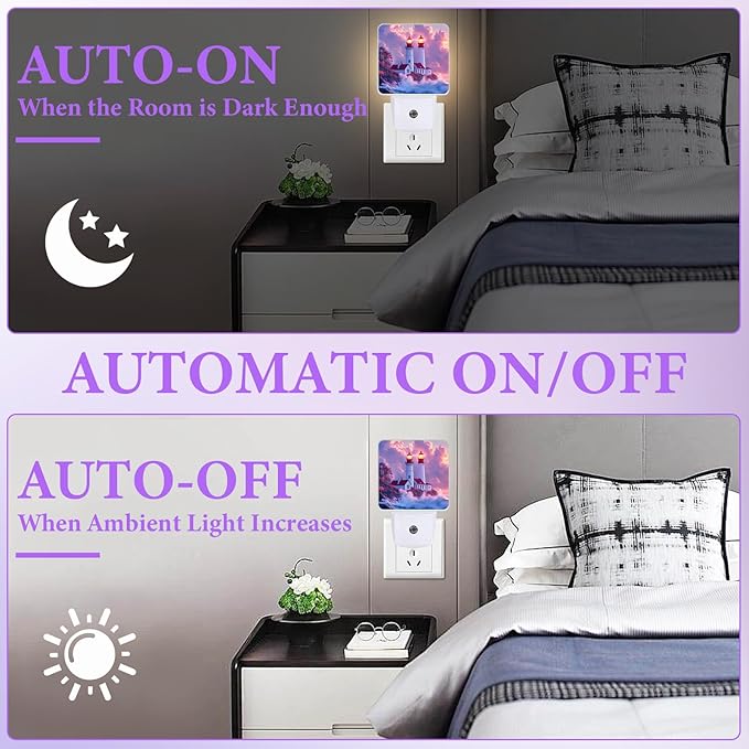 Sunset Lighthouse Night Light,Night Lights Plug into Wall,Led Lamp for Stairway/Hallway/Bedroom 0.5W Nightlight Sleep Friendly