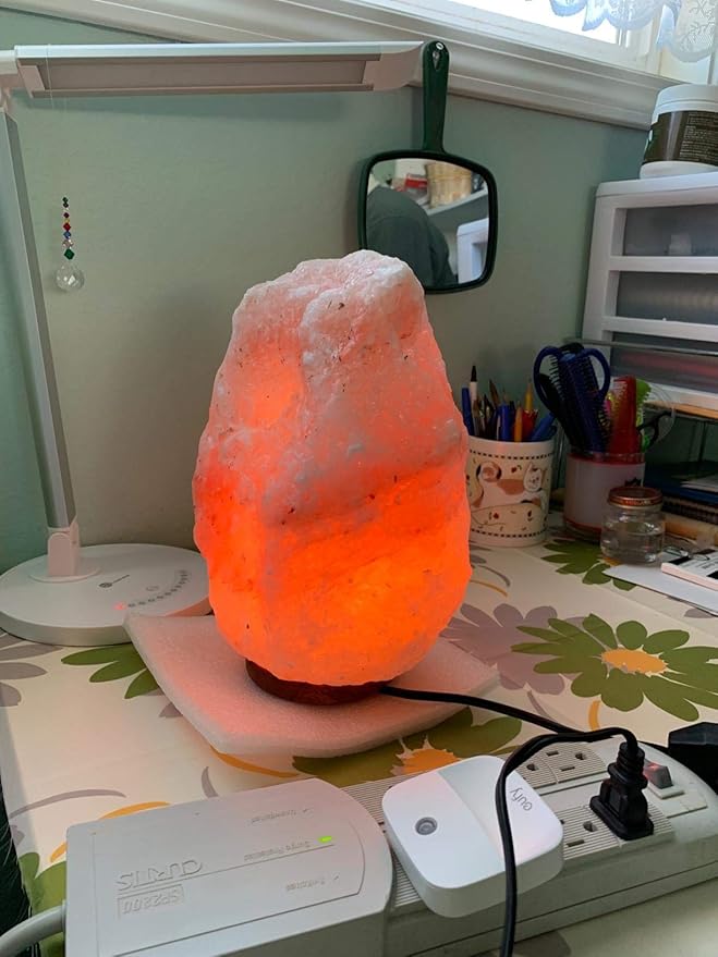 AMOYSTONE Orange Glow Salt Lamp 8-9 Inch, Warm Light Himalayan Rock with Dimmer Kit (6-10 lbs)