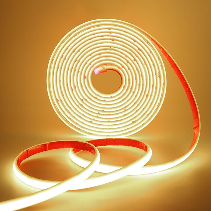 24V COB Neon Strip, 320LEDs/m Ultra-Bright Flexible COB Neon LED Strip, Outdoor Waterproof IP68 Self-Adhesive Tape, Red/White 2-Wire LED Fairy Lights for Patio, Christmas（Neutral White,18M）