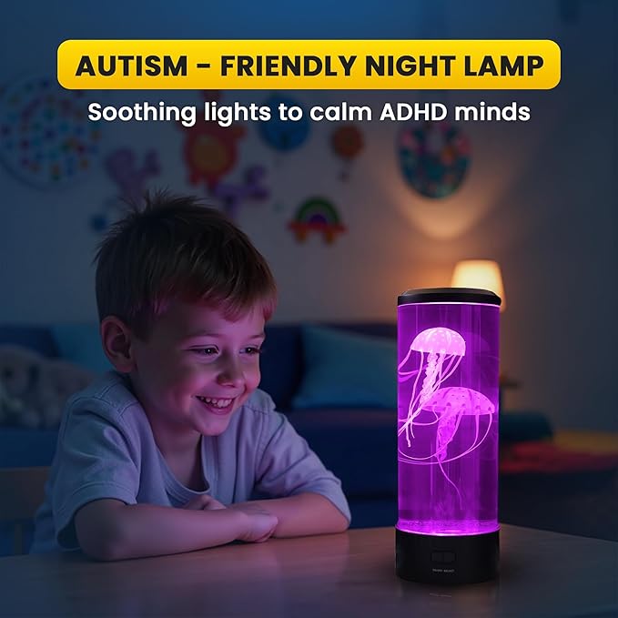 Brewish Jellyfish Lamp, 16 Color Options, 4 Mode Lifelike Jellyfish Aquarium, Auto Shutdown, Remote Control Electric Jellyfish LED Night Light, Fake Aquarium, Home Decor, Sensory Lamp for Autism, ADHD