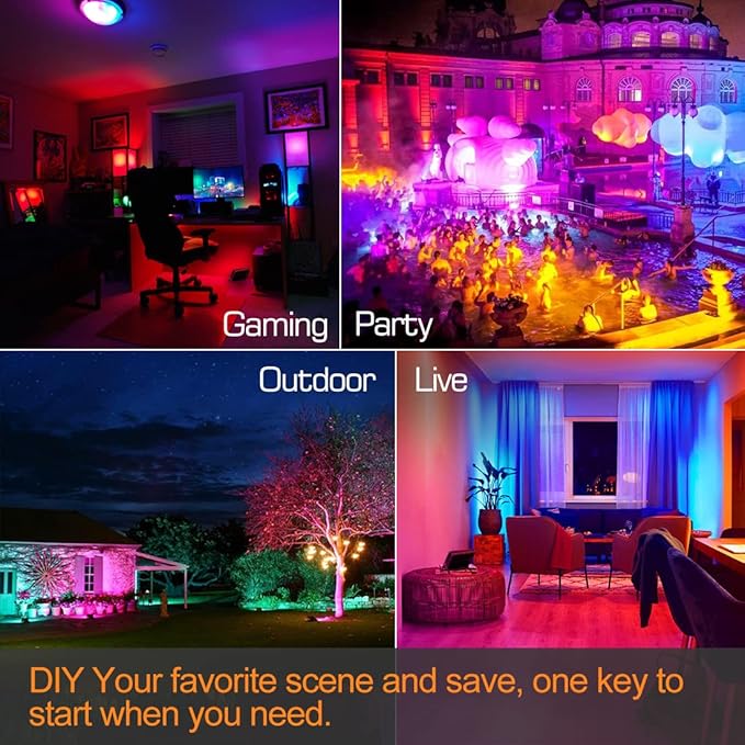 MELPO LED Flood Light Outdoor, 500W Equivalent 5000LM Smart RGB Landscape Lighting with APP Control, DIY Scenes - Timing - Warm White 2700K - Color Changing Uplight, IP66 Waterproof US Plug (4 Pack)