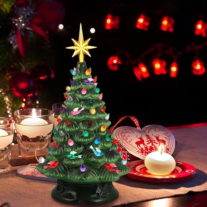 Riakrum 186 Pcs Ceramic Christmas Tree Replacement Bulb Set Replacement Light Ornaments Xmas Ceramic Tree Globe Lights (Christmas)
