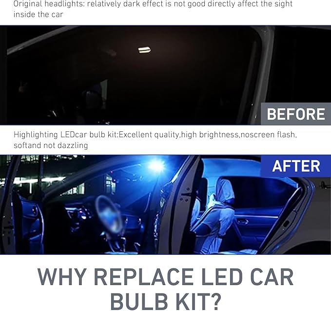 24 PCS Car LED Interior Light Bulbs, T10 31 mm 42 mm Dome Light Bulbs, Interior LED Festoon Lamps Set, for Car Dome Map Door Courtesy License Plate Lamps (Blue)