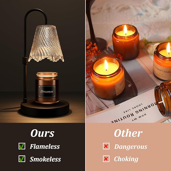 Candle Warmer Lamp with Timer, Adjustable Brightness & Height – Wax Melt Warmer for Jar Candles, Birthday Gifts for Women, Mom Day Gifts, Housewarming Gift Home Decor with 2 Bulbs