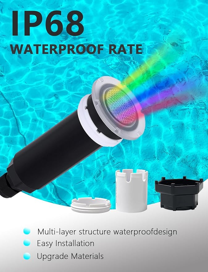 AC12V 1.5 Inch LED RGB Color-Changing Pool Light for Inground Pools - 100ft Cord, Compatible with Pentair GloBrite, Direct Fit Spa & Inground Pool Fixtures