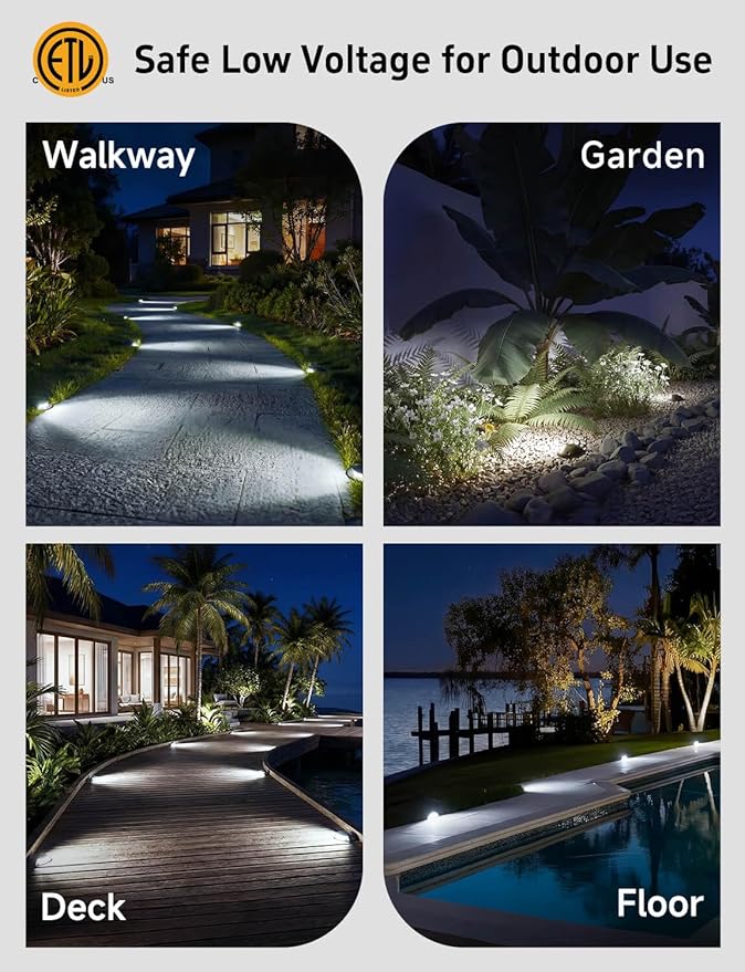 Gardenreet Well Lights Landscape LED - Brass Low Voltage Replaceable Bulb Ip65 In-Ground Lighting, 12V Wired Directional Fixture, Antique Bronze for Patio Yard Lawn with 5000K Daylight White MR16 Bulb