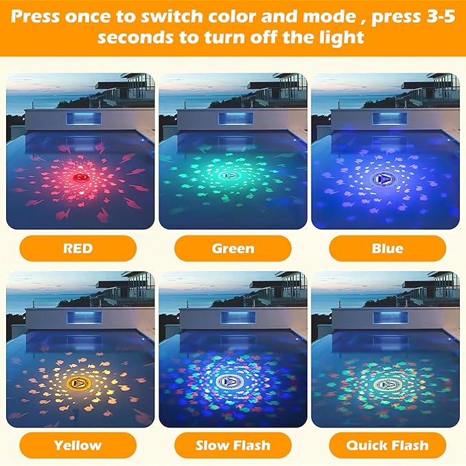 DOITOOL LED Underwater Pool Light Floating Submersible LED Lamp Waterproof for Pools and Fountains with Color Changing Function