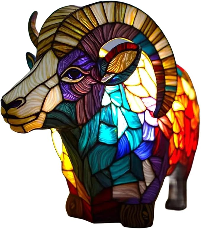 Vintage Animal Night Light Home Decor, Bohemian Resin Decorative Table Lamp, Retro Stained Bedside Nightlight for Bedroom Decoration, Party Decor, Birthday Gift for Animal Lovers, Friends 5.91in